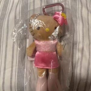 Cute Plush Cat Keychain with Pink Dress